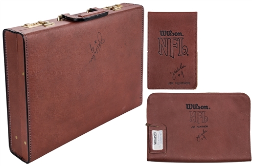Jim McMahon Autographed NFL Leather Briefcase with Autographed Leather Portfolio and Note Pad (JSA)